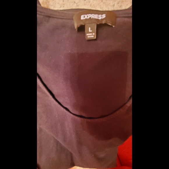 Express Black Satin Puff Sleeve Tee - Picture 3 of 5